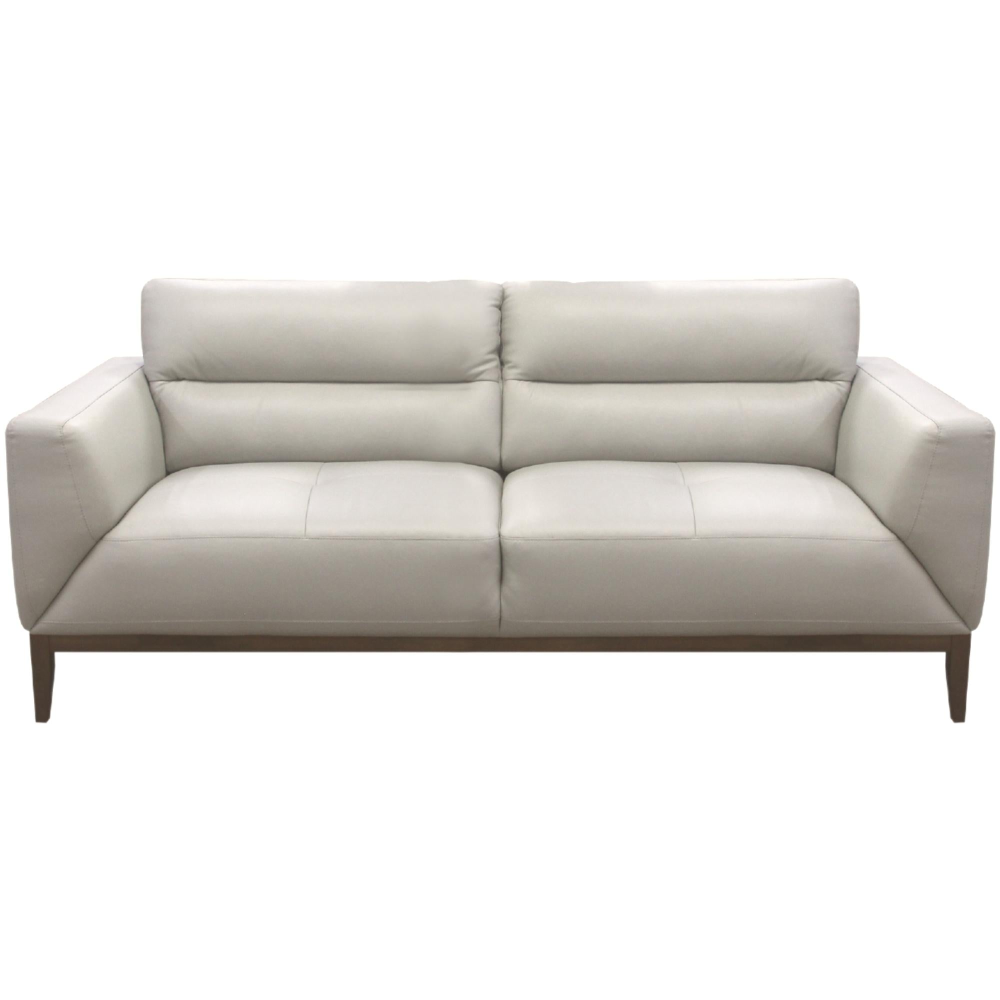 Downy Genuine Leather Sofa 3 Seater Upholstered Lounge Couch - Silver - One Red Hill